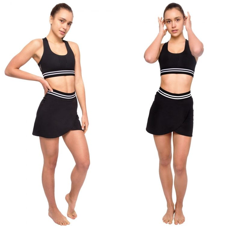 Jupe Athleta Swagger Rayée Noir – Jupe De Tennis Avec Short Intégré – Taille S – État Occasion